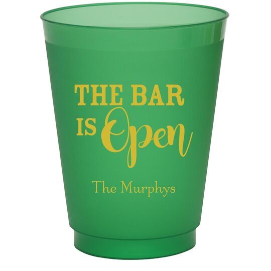The Bar is Open Colored Shatterproof Cups